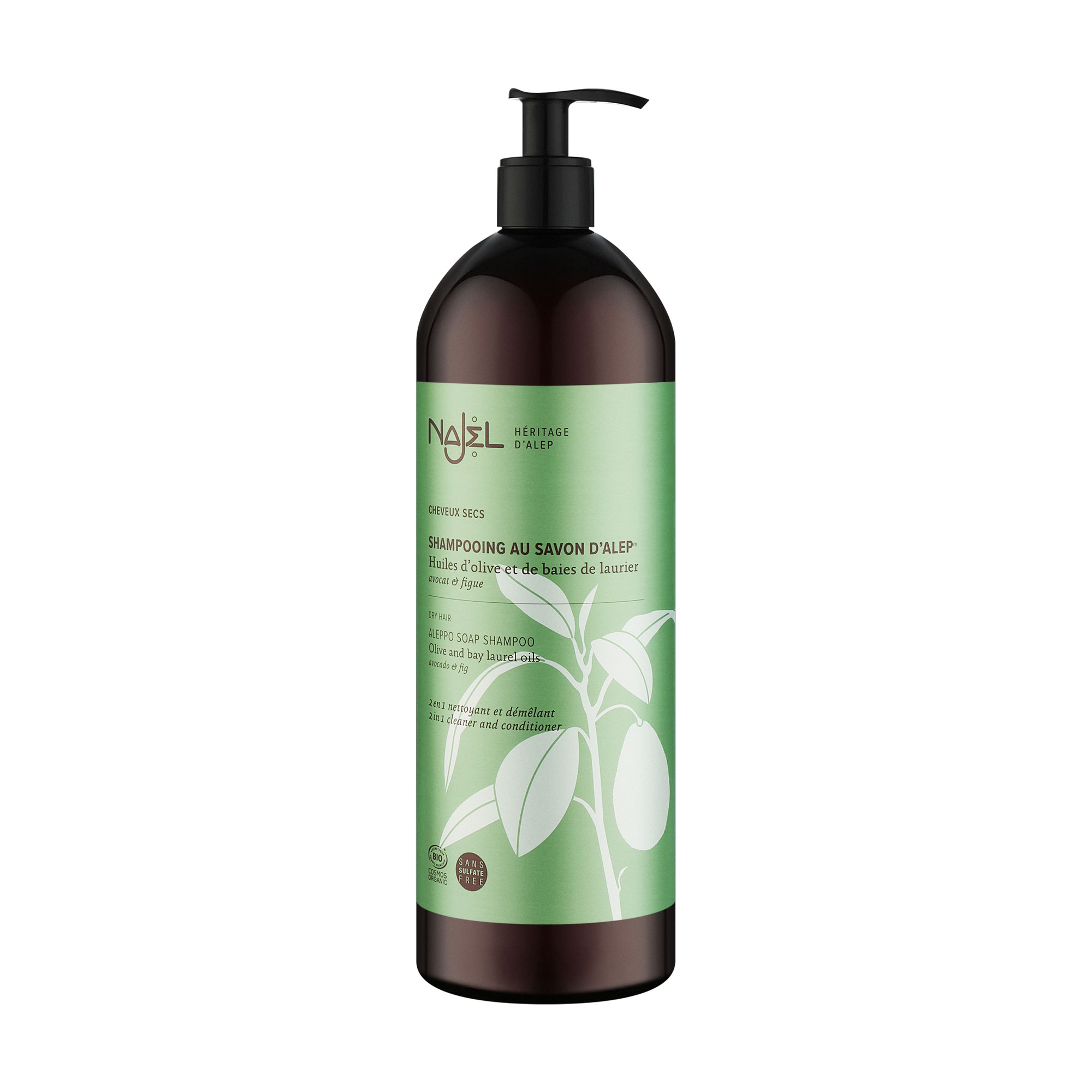 Шампунь 2 в 1 Najel Aleppo Soap Shampoo для сухого волосся, на основі алеппського мила, 500 мл